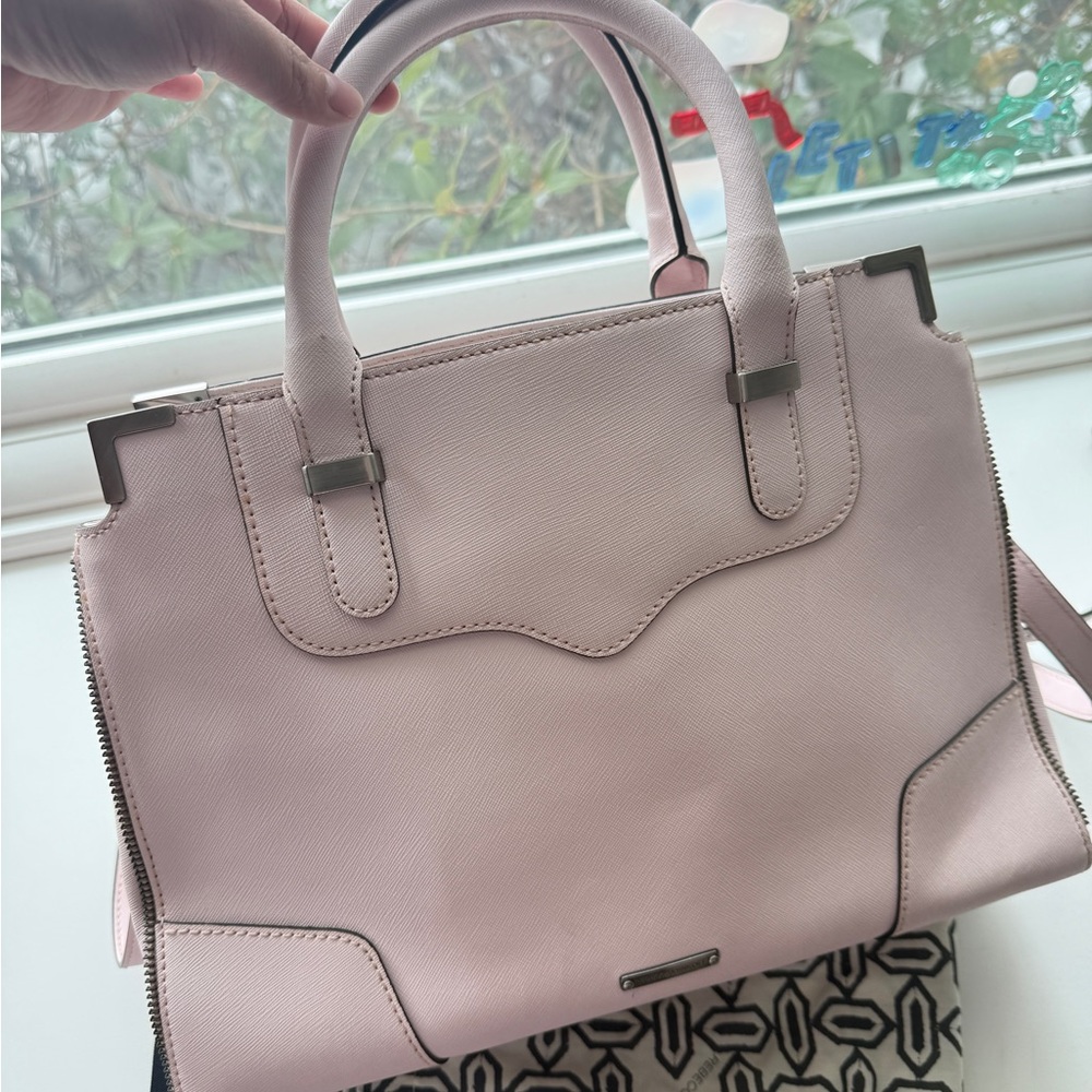 Rebecca Minkoff Amorous Satchel Pink Saffiano Leather Top Handle Bag - Picture 3 of 13